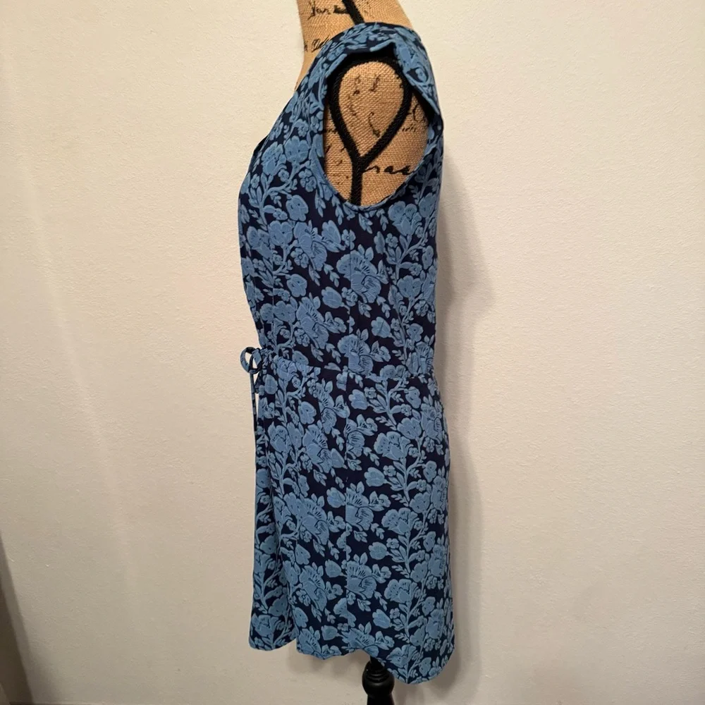 CAbi Java Dress indigo Floral cap sleeves blue and black small - Picture 5 of 12